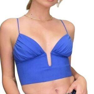 ZARA Corset Crop Top‎ Blue Sz XS